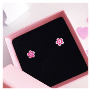 Pendientes flor rosa