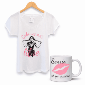 Camiseta "CADA VEZ MÁS LIBRE". Color Blanco + ¡Taza de regalo!