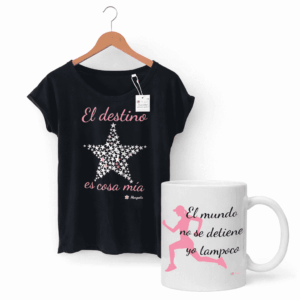 Camiseta "EL DESTINO ES COSA MÍA". Color Negro + ¡Taza de regalo!