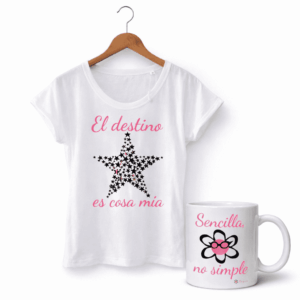 Camiseta "EL DESTINO ES COSA MÍA". Color Blanco + ¡Taza de regalo!