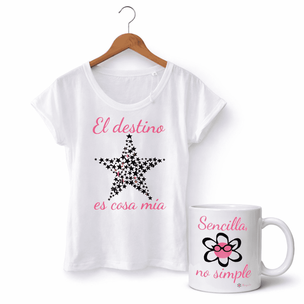 Camiseta "EL DESTINO ES COSA MÍA". Color Blanco + ¡Taza de regalo!