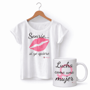 Camiseta "SONRÍO SI YO QUIERO". Color Blanco + ¡Taza de regalo!