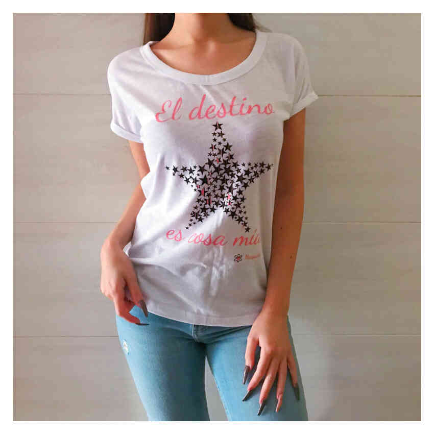 Camiseta "EL DESTINO ES COSA MÍA". Color Blanco + ¡Taza de regalo! - Imagen 2