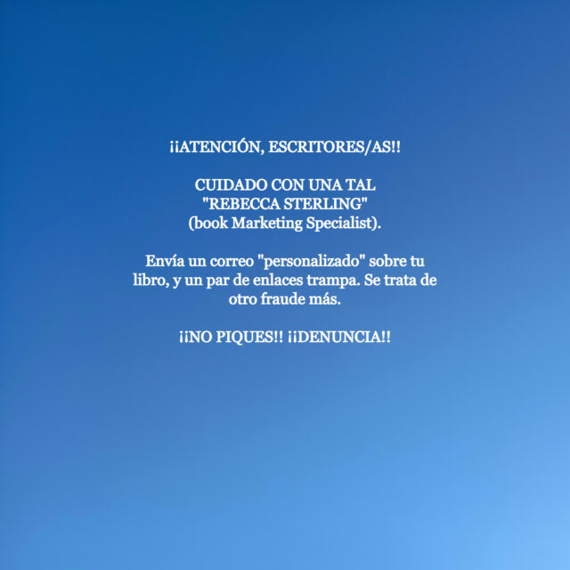 Quien esté detrás se lo ha currado mucho, incluso envía foto 🤔. Por suerte o por desgracia, yo ya sé que nadie regala nada a un escritor, y menos a uno desconocido, de modo que si estás en una situación parecida y recibes su correo, no te dejes seducir por sus bonitas palabras (IA), ni por su fraudulenta sonrisa (IA). Denuncia el correo como "phishing" que es, y desoye esperpénticos cantos de sirena... 🙄
.
#rebeccasterling #escritores #fraude #trampa #estafa #trama #phishing #denuncia #gmail #correo #mentiras #ladrones #escritopormarga